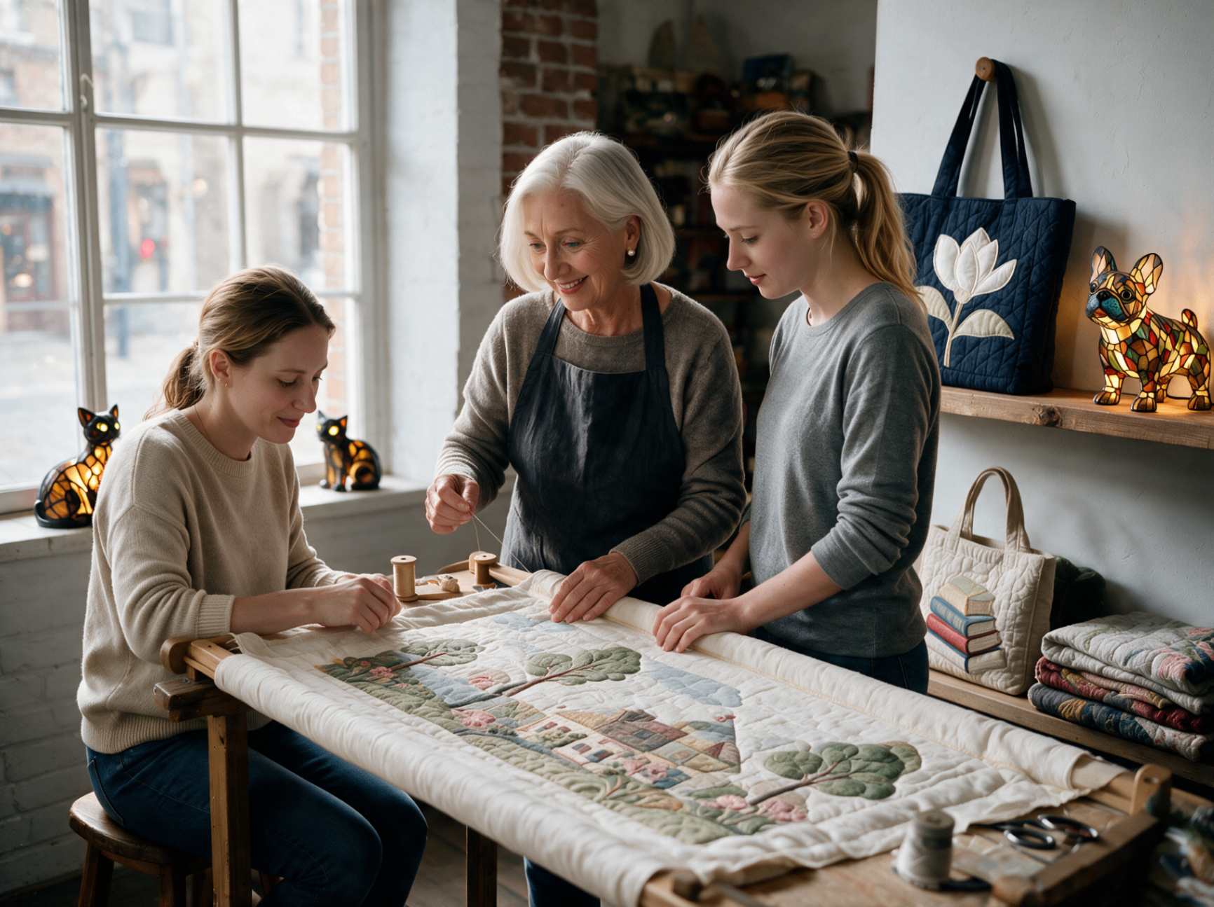 Anna aan het werk in haar atelier